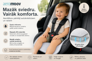 Kāpēc bērns vasarā svīst autokrēsliņā? Un kā palīdzēt ar AeroMoov pārklāju