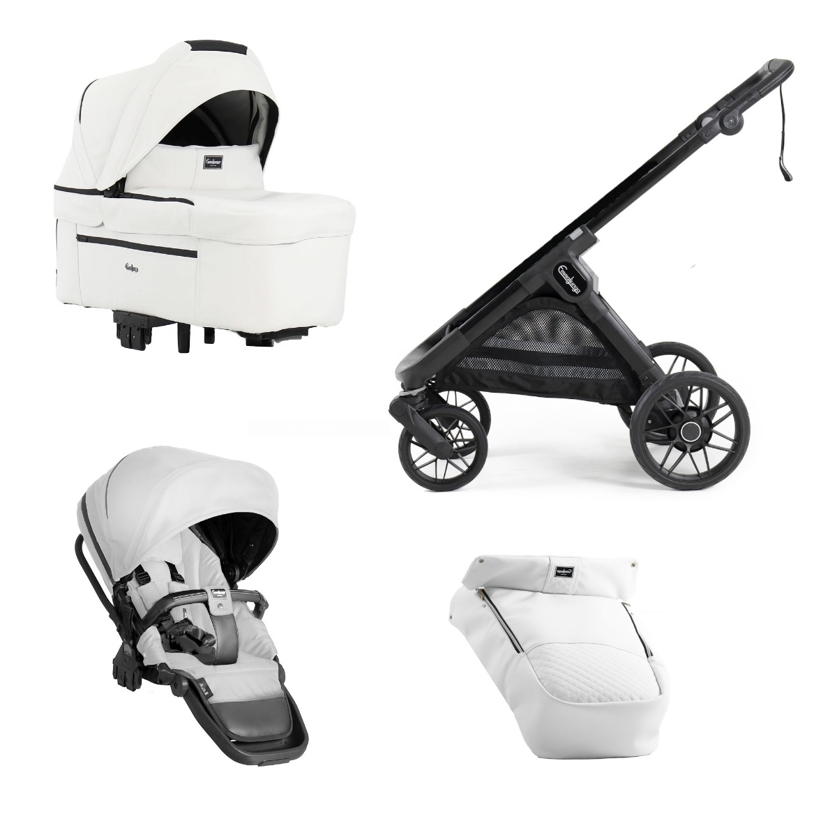Emmaljunga Sento Max White Leatherette ratiņu komplekts