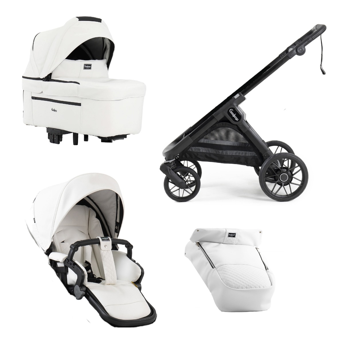 Emmaljunga Sento Max White Leatherette ratiņu komplekts