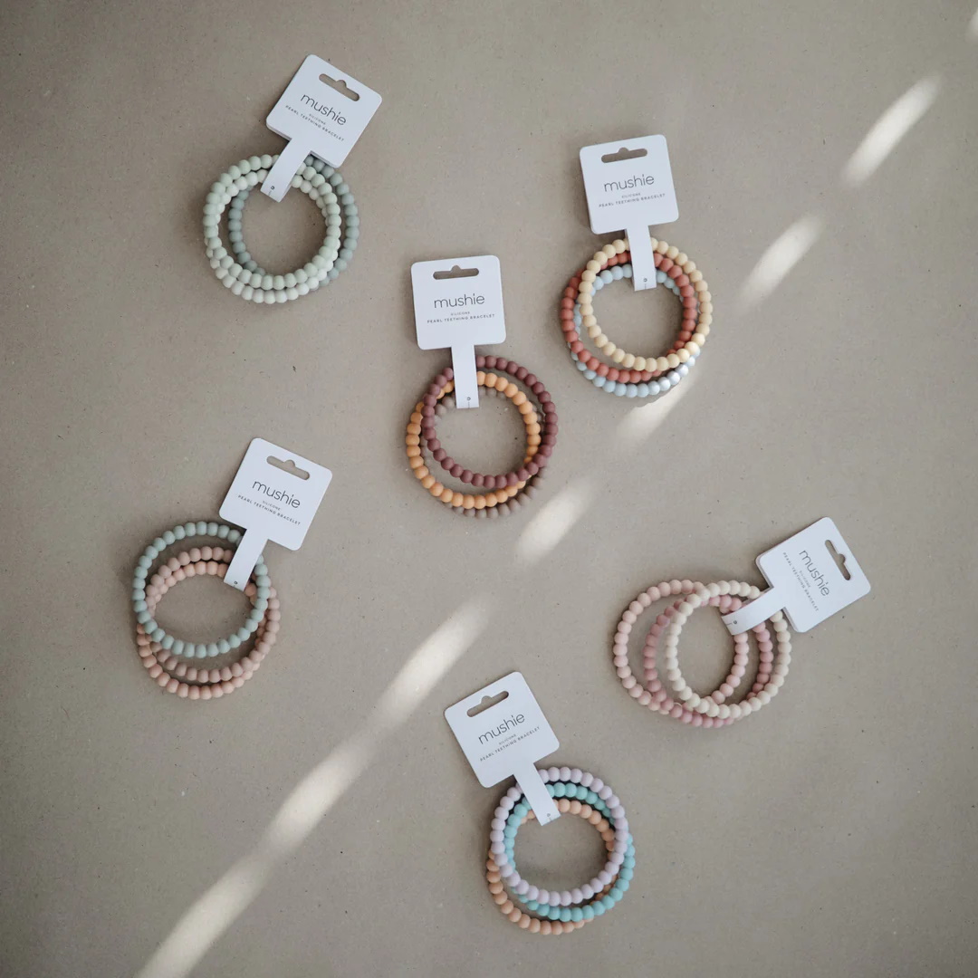 Mushie košļājamais gredzens Pearl 3gab