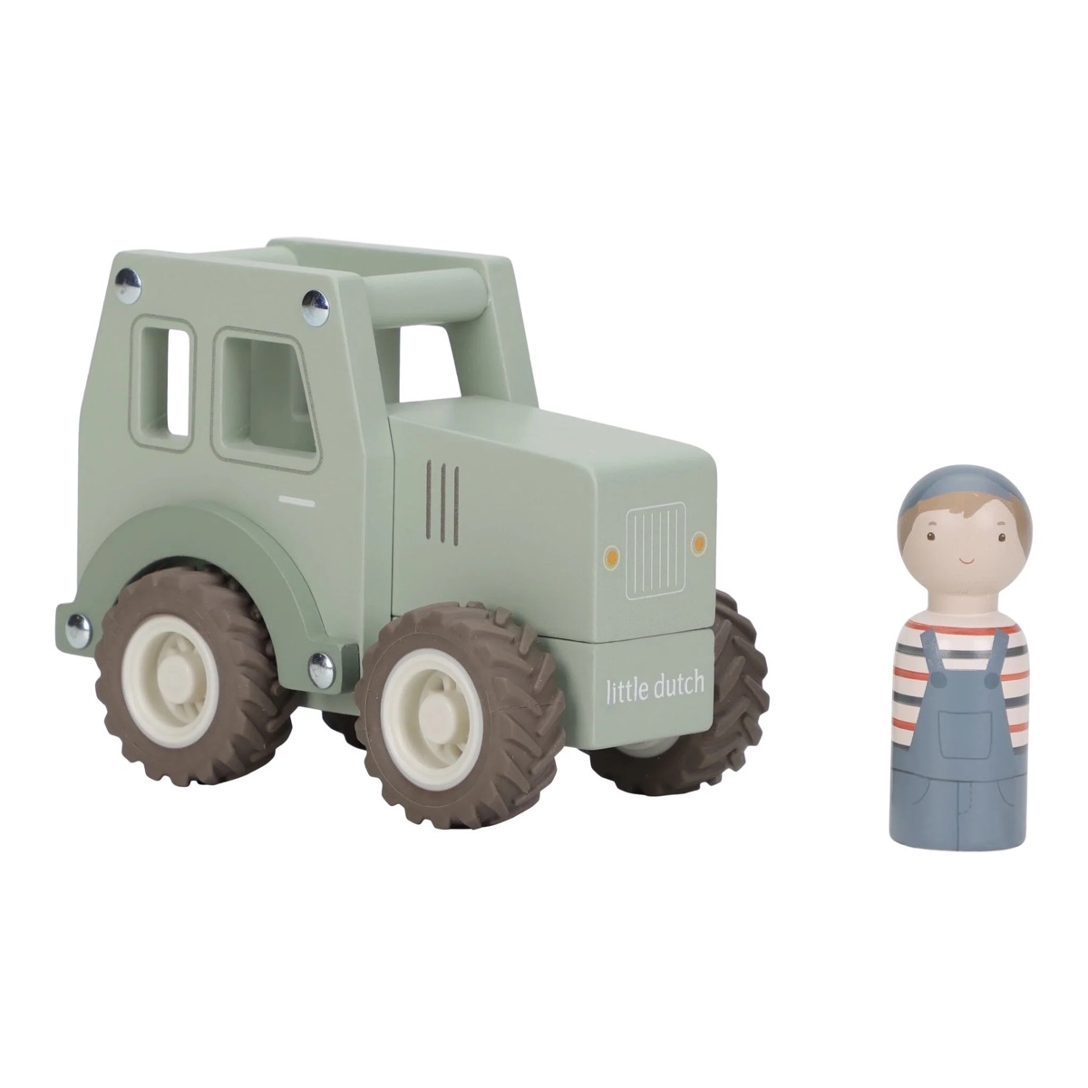 Little Dutch puidust roheline traktor ja talunik